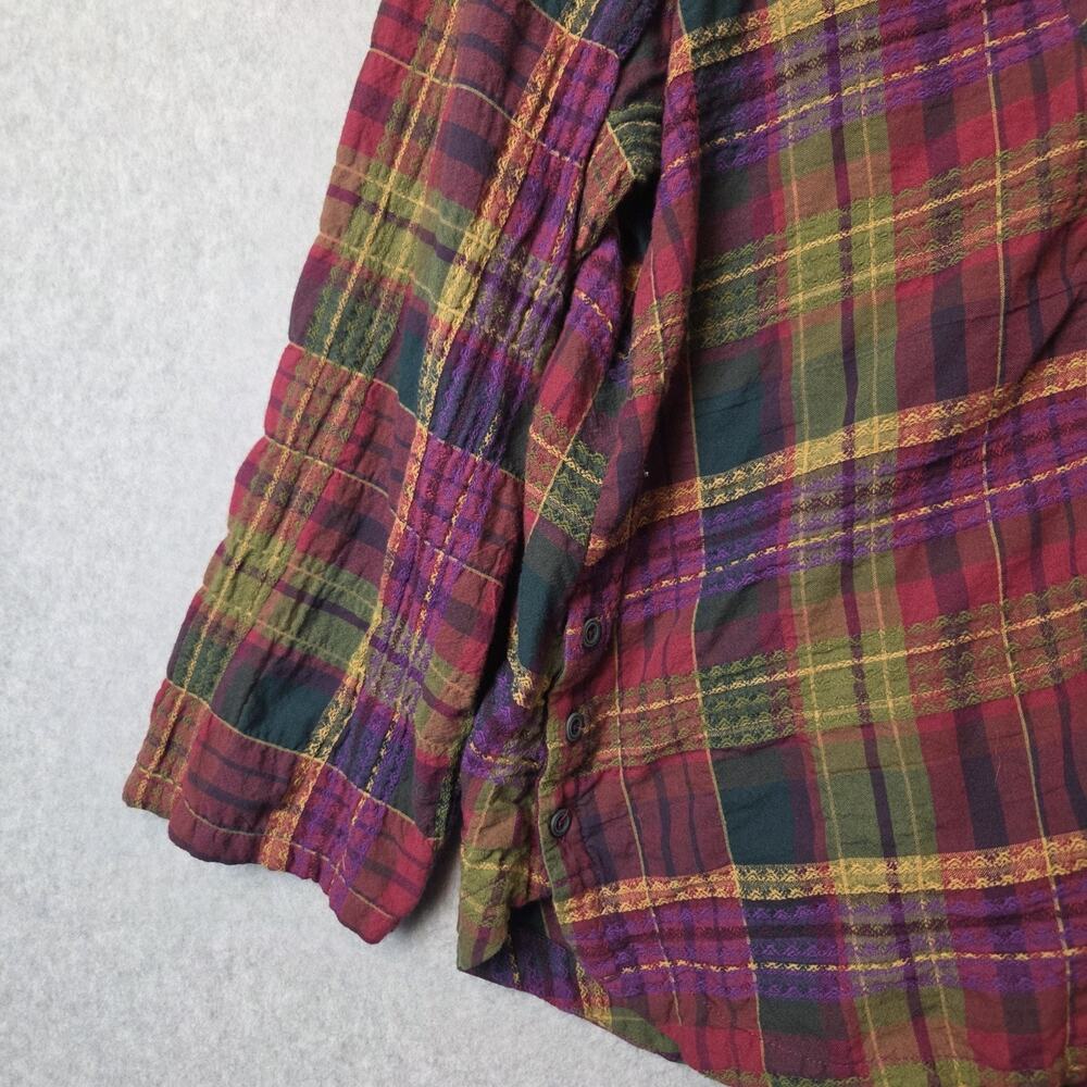 Habitat Forest Windowpane Plaid LS Button Up Jacquard Shirt Women's Lrg Stretch - Picture 4 of 12